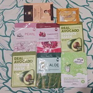 7 pack variety facial sheet masks skin care set and an eye mask